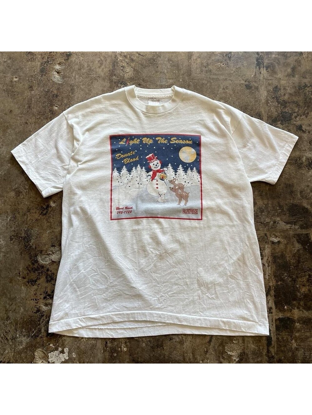 Vintage 90s Light Up The Season Christmas Snowman T Shirt Size XL Single Stitch